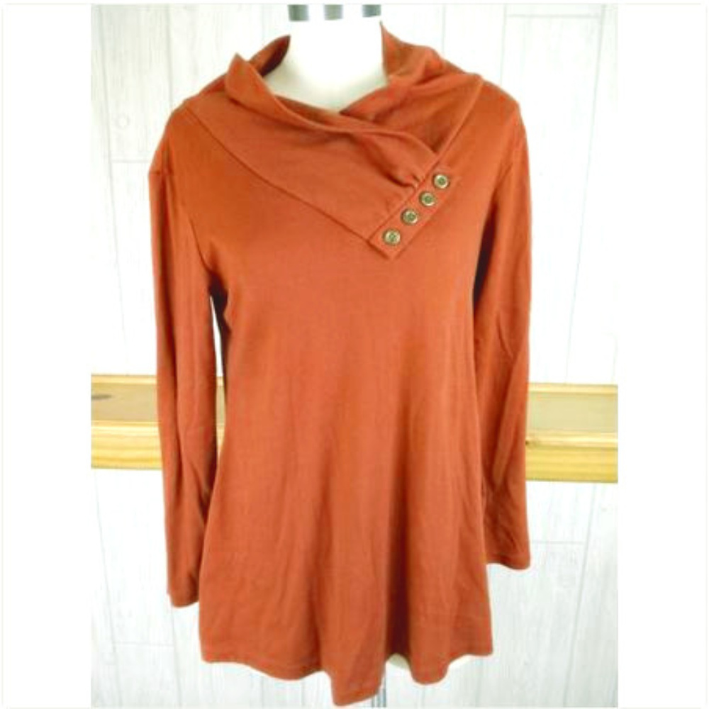 🦃Miusey Cowl Neck Tunic Top, Fall Harvest Orange